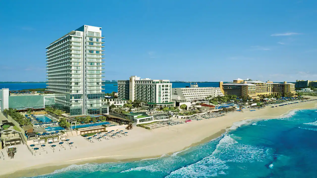 Secrets The Vine Cancun adults-only all-inclusive resort in the Cancun Hotel Zone with infinity pools and Caribbean Sea views.